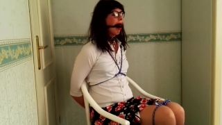 European Porn Teen Ballgagged and Chair tied Flexible