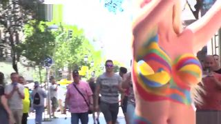 Vergon Body painted blonde disgraced in public Gay Bang