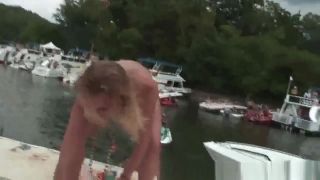 Cheating Group of drunk party girls dancing around on a boat Gay Spank