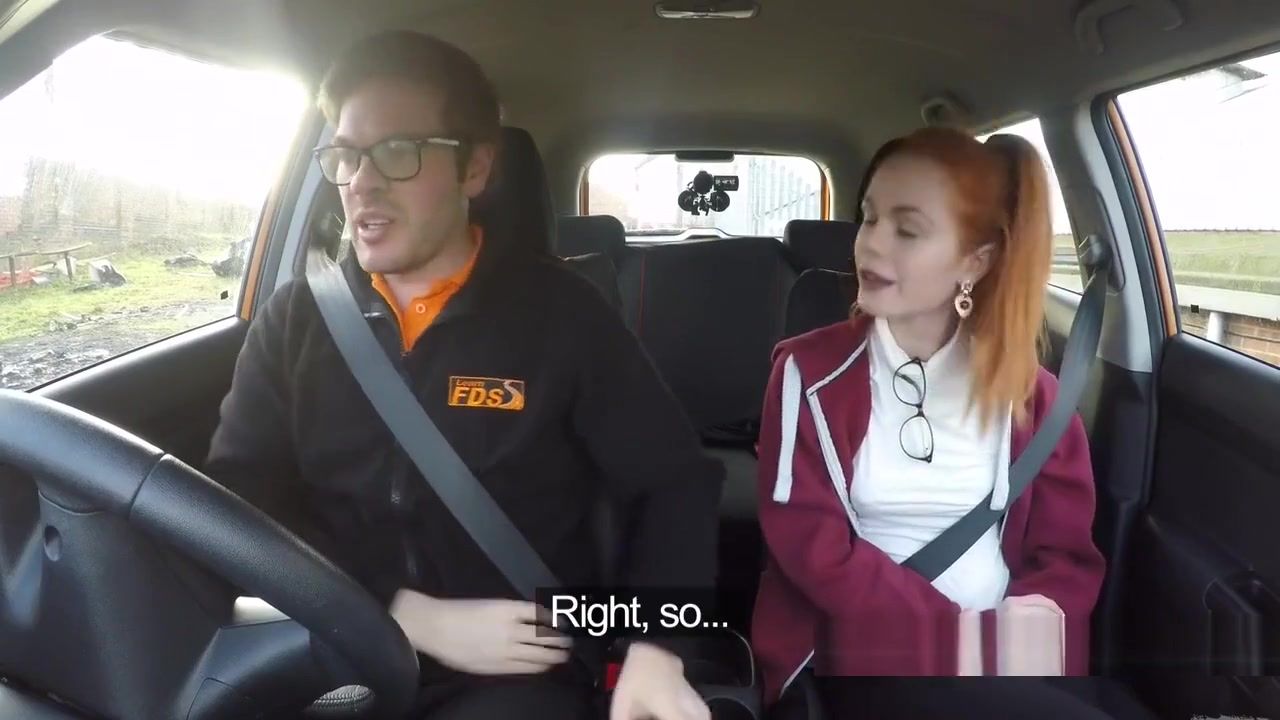 Amature Porn Pale redhead driving student bangs in car Cogiendo - 1