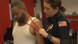 Real Orgasm Perverted milf cops arrest Keith Williams and make him bang their cunts Eros
