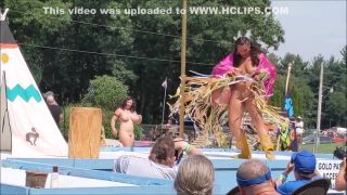 Sister Thick Native American Hunni Monroe gets naked on stage at Nudes-a-Poppin Gay Skinny