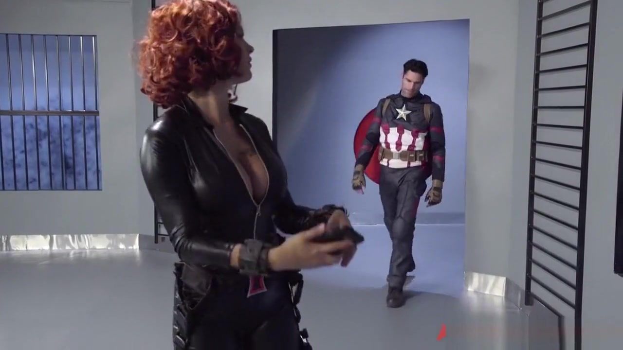 videox Captain America drowns Black Widow in his superhero spunk Staxxx