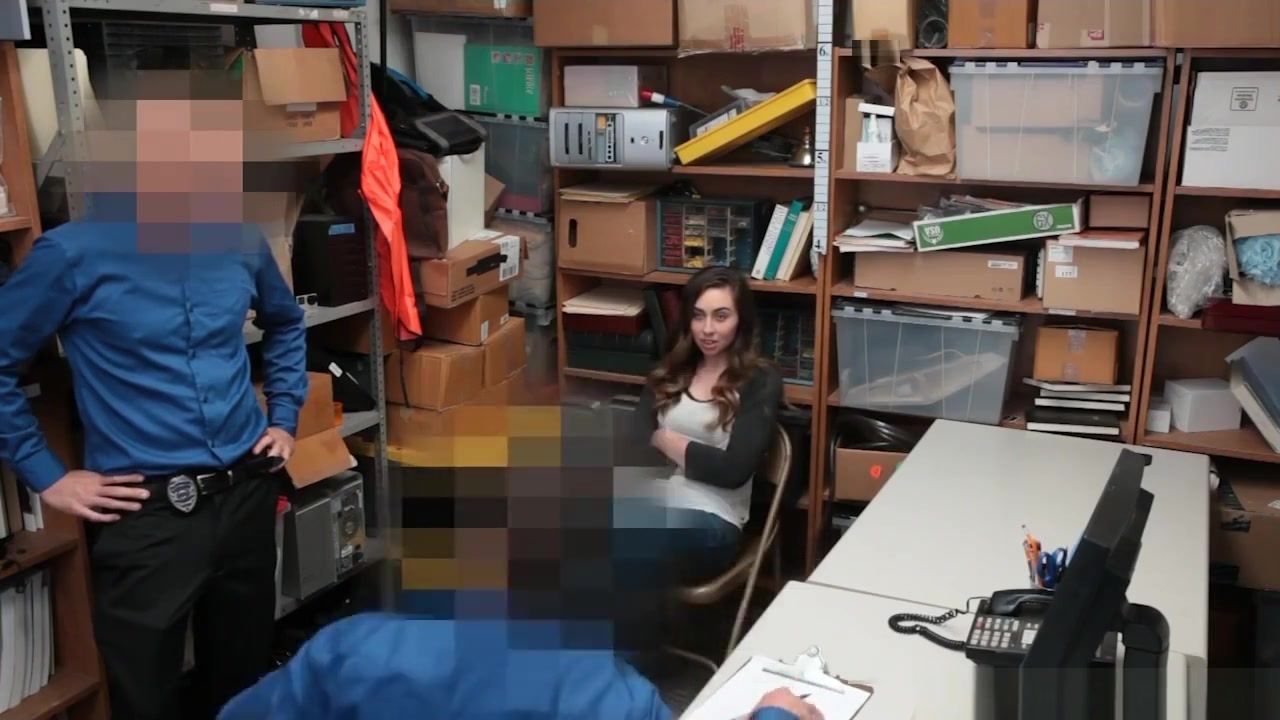 Office Sex Teen Thief Tag Teamed By Security Guards In The Back Office Sucking Dicks