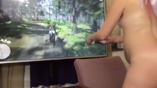 Masterbation 18 y/o Gamer Girl Creampied Doggystyle While Playing Red Dead Redemption 2 Seduction Porn
