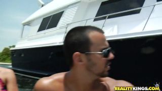 Abuse Hot ass milf reveals her tits on the boat Fake Tits