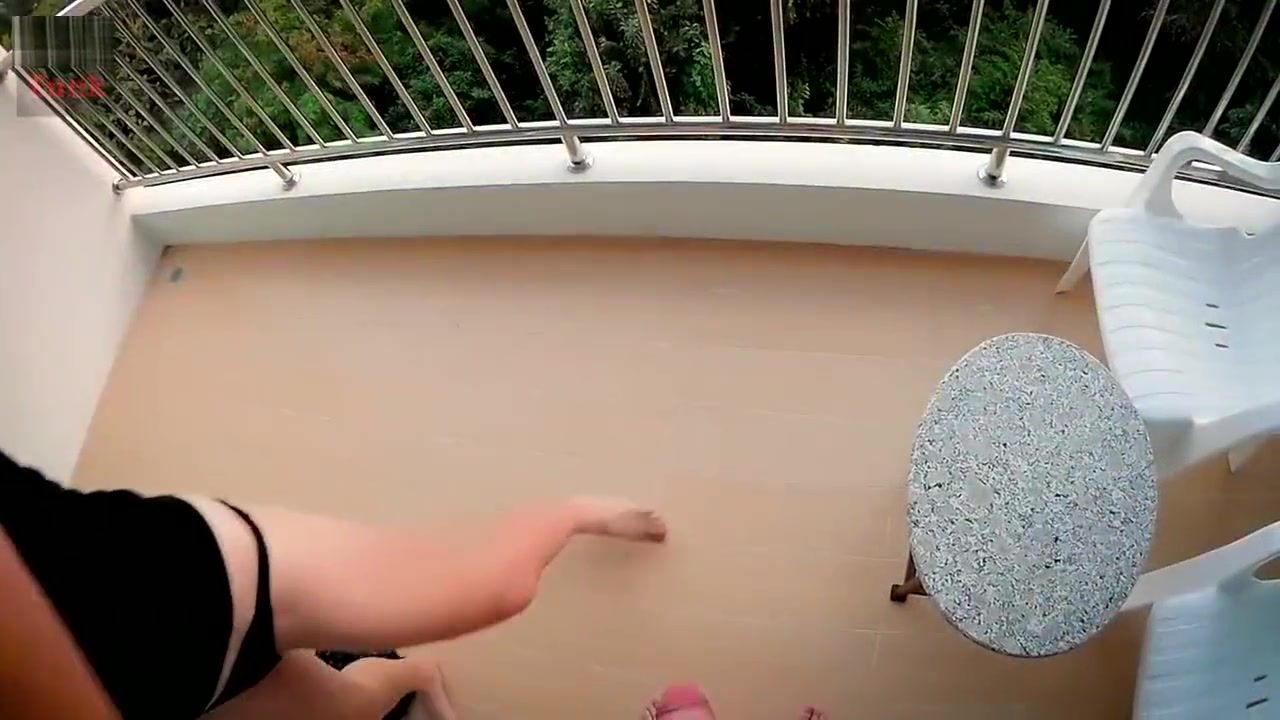 Tube77 POV blowjob on balcony - anal plug hairy tail in sexy ass - view from below Casado