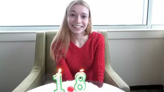 Bed Just turned 18 blonde slender teen making her first porn TruthOrDarePics