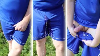 Step Dad Male Desperation & Wetting! couldn't Hold It: Flooding my Football (Soccer) Kit with Piss and Cum Stepmom