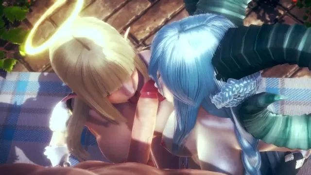 Groupsex 3D Hentai: THREESOME WITH a DEMONESS AND AN ANGEL Siririca