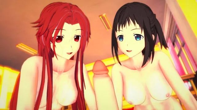 Mamadas Sword Art Online: Tiese and Ronye DOUBLE SATISFACTION (3D Hentai) Whipping