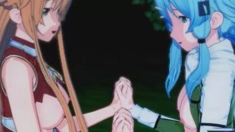 Urine Sword Art Online - Asuna X Sinon 3D Hentai Threesome Masturbation