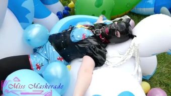 Thai Miss Maskerade Rubber Doll Playing and Pop Balloon - Looner Fetish in Full Latex 01 Vaginal