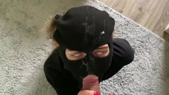 Jacking Hot Sex in Masks - a Lot of Sperm on the Slut's Face Big Booty