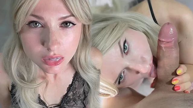 ASSTR Hot Blonde Blowjob Big Cock until Cum in Mouth before Bedtime Indoor