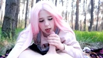 FantasyHD Cutie took me to the Forest and Gave me a Hot Blowjob Chinese