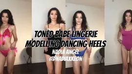 Glamcore Toned Babe Nadia Angel Lingerie Modelling Dancing Heels Step Dad