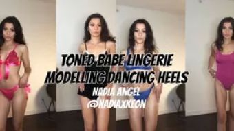Load Toned Babe Nadia Angel Lingerie Modelling Dancing Heels Sologirl
