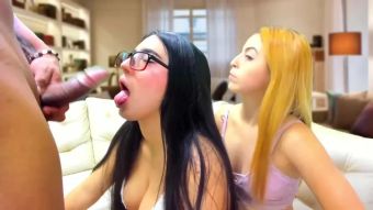 XVicious Girls line up to blowjob for my fat dick Eating