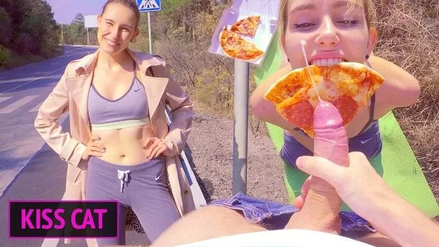 Oral Public Agent Pickup for Pizza / Outdoor Sex and Sloppy Blowjob Hogtied
