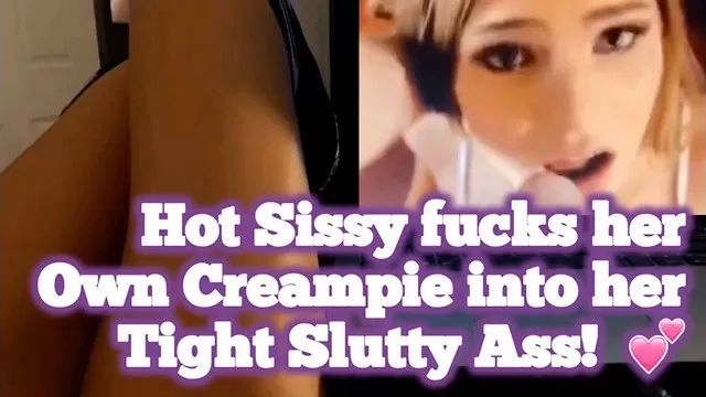 BrokenTeens Wildly Sensual Sissy Cumshot onto Dildo into her Ass!! Girly Soft Clitty Putinha