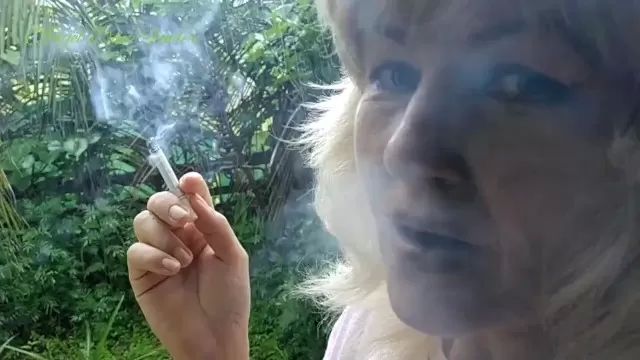 Gay Longhair Raining, half Nude Blonde Slut Smoking in Garden Outdoor Cavala