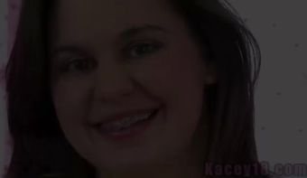 Chica Kacey 18 just got her braces on her teeth, now she sucks cock Foreskin