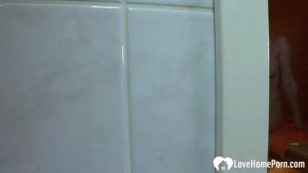 Latin Busty girlfriend masturbating hard in the bathroom Gay Shaved
