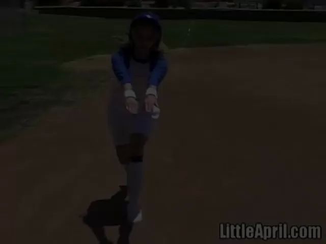 Latex Little April loves baseball games and fingering RealGirls