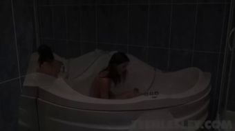 FuuKK Teen Lesly on Bathtubs while rubbing her pussy Bigbooty