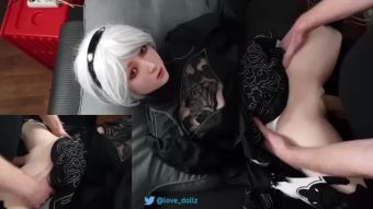 Candid 2B sex doll loves getting fucked on the table Tenga