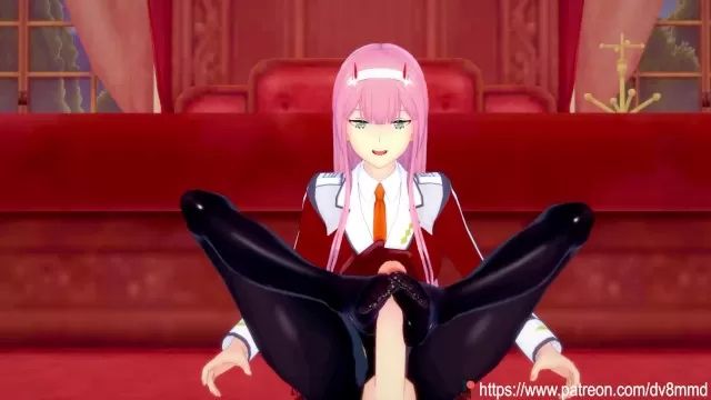Teenage Sex Darling in the FRANXX - Zero Two Footjob and Riding Hentai Cameltoe