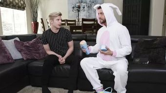 Nerd Stepdad In Easter Costume Cums Inside Boy Dildos