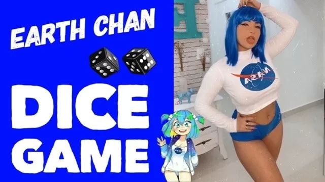 Underwear Cosplay Girl Earth Chan Dirty Talk - DICE GAME - Riding on Dildo Cumming on Boobs and Mouth Ball Busting