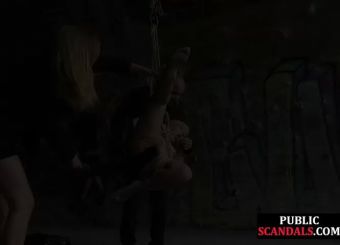 MeetMe Public spanking of blonde euro babe in ropes getting fucked Village