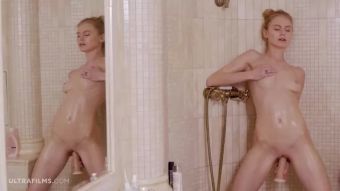 Tits ULTRAFILMS Beautiful Russian girl Nancy A playing with huge dildo in the shower Flexible