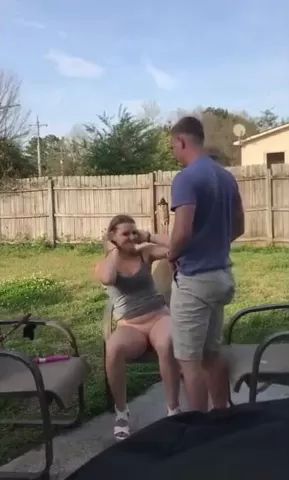 Cameltoe Amateur sex in their back yard Web Cam