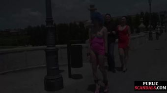 18QT Dominated public slut sucks before golden shower piss Nina Elle