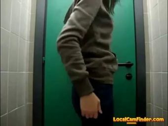 Spanish College girl masturbates in public bathroom Boob