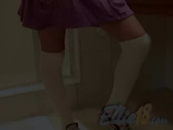 Sapphic Erotica Ellie 18 Masturbate her Pussy in Bathroom Gay Anal