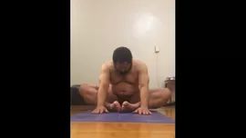 Gay Masturbation Vlog #67 naked yoga Cumswallow