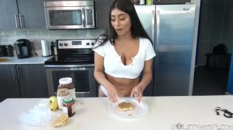 Exposed Busty Big Tits Cooking Food Porn Stepdad