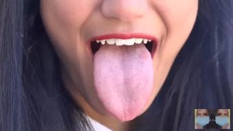 Teen The sexiest Tongue in Adult Video - Viva Athena Tongues Eggplant Emoji Sofa