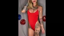 Mature Kleio Valentien Blowjob and Suck On Dildo in One Piece Red Bathing Suit Ghetto