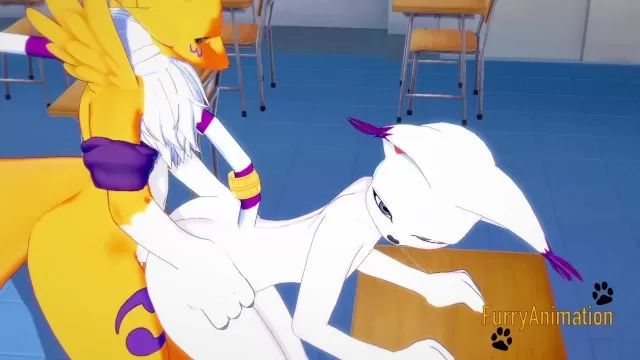 Super Digimon Yaoi - Renamon & Gatomon having hard sex NSFW