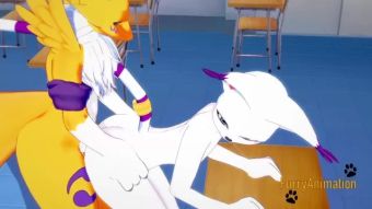 Soapy Massage Digimon Yaoi - Renamon & Gatomon having hard sex eFukt