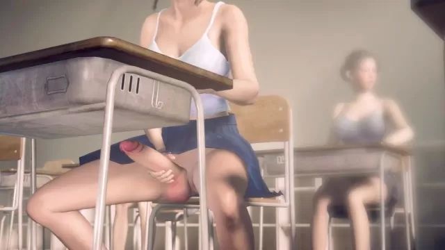 French Futanari Asian Girl Masturbating in Classroom in Public Tall
