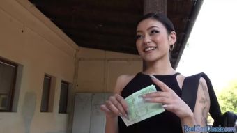 Movies Tattooed Asian babe pickedup and paid for sex from behind Street