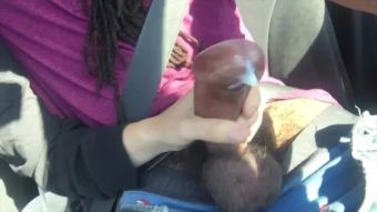 Chunky Lesbian gives friend handjob in car JAVBucks