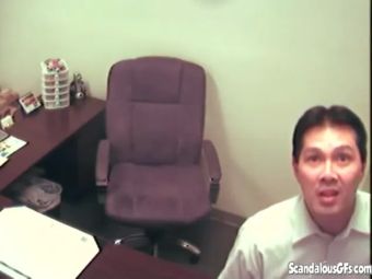 Public Nudity Office whore sucks on asian dudes dick Messy